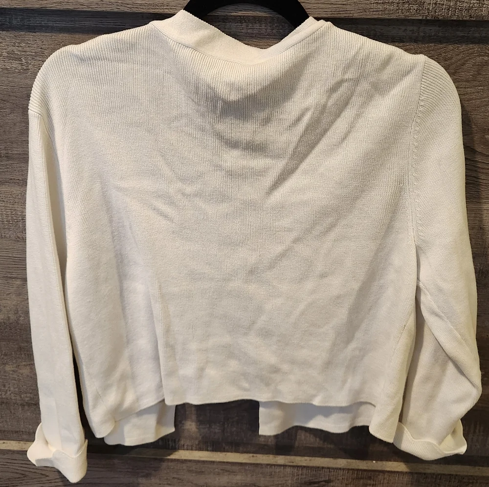 Women's Talbots White Cardigan, Size L - Picture 7 of 10
